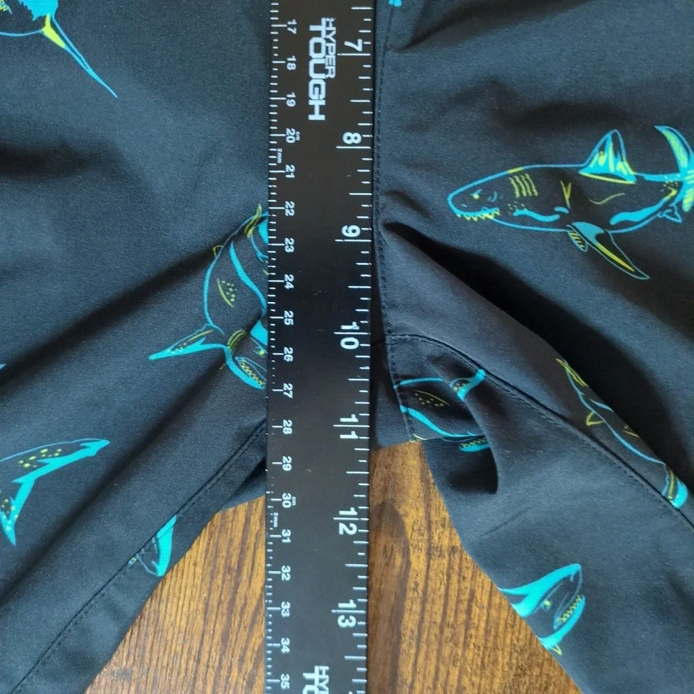 Maamgic Boys Shark Print Swim Trunks Black Blue Size‎ 14/16 Kids Board Shorts